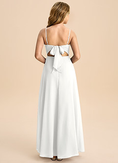 Azazie Shale Junior White A-Line Bow Chiffon Dress image2