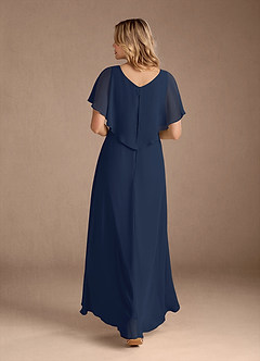 Azazie Eliza Mother of the Bride Dresses Dark Navy A-Line V-Neck Pleated Chiffon Dress image5