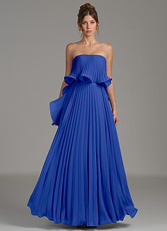 Azazie Alexia Bridesmaid Dresses Royal Blue A-Line Ruched Chiffon Dress image4