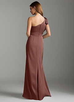 Azazie Rinna Bridesmaid Dresses Espresso Mermaid Ruched Stretch Satin Dress image8
