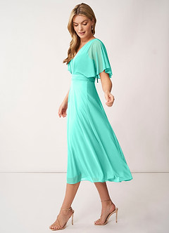 Azazie Tinsley Brautjungfernkleider A-Linie Plissee Gittergewebe Kleid Spa image14