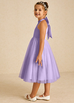 Azazie Dora Blumenmädchenkleider A-Linie Schleifen Tüll Kleid Flieder image4