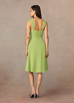 Azazie Olivia Final Sale Pear A-Line Square Neckline Pleated Chiffon Dress image10