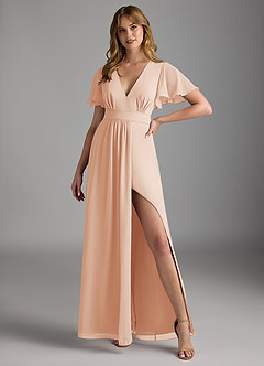 Azazie Zaniah Bridesmaid Dresses English Rose A-Line Chiffon Dress image4