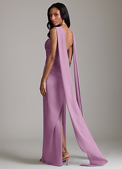 Azazie Sonora Vestidos de damas de honor Vestido de Glicinia de Satén Elástico de Corte Recto con Sin tirantes image2