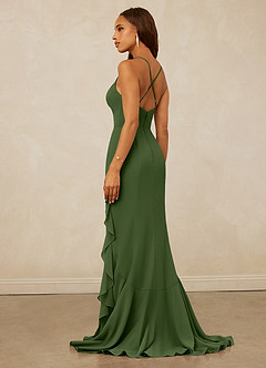 Christian Siriano Bridal for Azazie 1006 Bridesmaid Dresses Olive Mermaid Ruched Chiffon Dress image2
