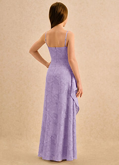 Azazie Cannoli Girls Formal Flower Girl Dresses Lilac A-Line Pleated Floral Burnout Dress image2