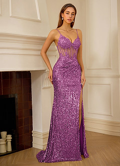 Dominsign Violet Robe de bal sirène corset brodée de sequins image6