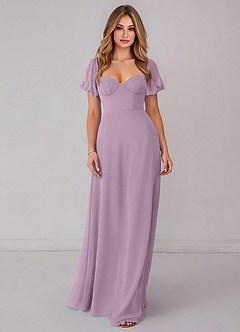 Azazie Fatima Bridesmaid Dresses Wisteria A-Line with Pockets Chiffon Dress image3