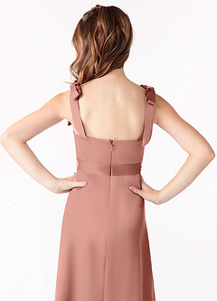 Azazie Barbara Junior Rosette A-Line Bow Matte Satin Dress image4