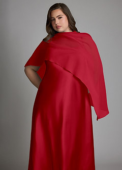 Azazie Jaleesa Bridesmaid Dresses Scarlet Sheath High Neck Stretch Satin Dress image14