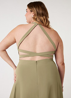 Azazie Clarice Bridesmaid Dresses Moss Green A-Line Halter Chiffon Dress image10