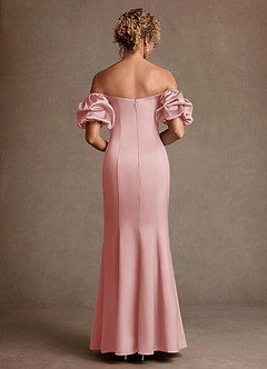 Azazie Redding Suknie dla Matki Panny Młodej Osłona Marszczony Satyna elastyczna Długość podłogi Sukienka image2