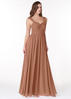 Azazie Zapheira Bridesmaid Dresses Bronzer A-Line Ruched Chiffon Dress image4