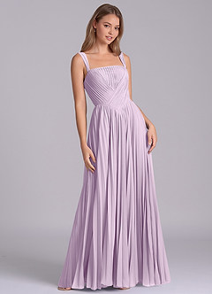 Azazie Mina Final Sale Frosted Lilac A-Line Pleated Chiffon Dress image5