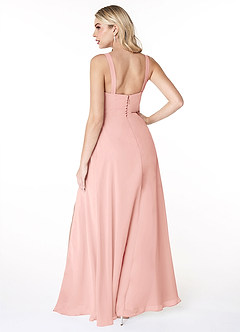 Azazie Jay Bridesmaid Dresses Rosette A-Line Square Neckline Side Slit Chiffon Dress image2
