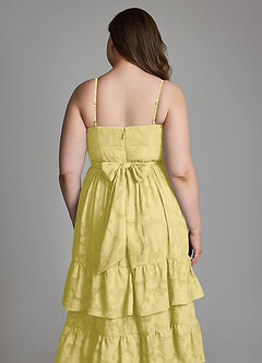 Azazie Nathalia Bridesmaid Dresses Canary A-Line Bow Floral Burnout Dress image12