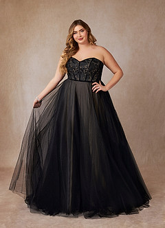 Azazie Persephone Hochzeitskleider Ballkleid Spitze Tüll Kleid Schwarz Nude image11