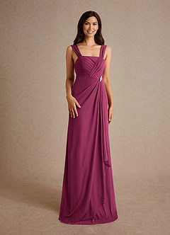 Azazie Clinton Mother of the Bride Dresses Mulberry A-Line Pleated Mesh Dress image7