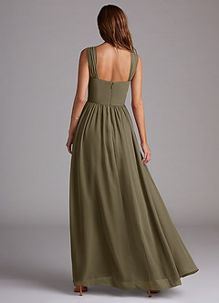 Azazie Calianna Brautjungfernkleider Wandelbar A-Linie Schulterfrei Chiffon Kleid Weidengrün image5
