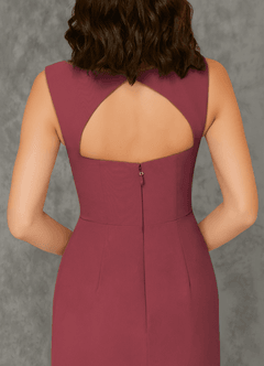 Azazie Flori Bridesmaid Dresses Merlot Sheath Square Neckline Chiffon Dress image3