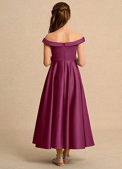 Azazie Teeny Girls Formal Sukienki dla dziewczynek sypiących kwiaty Linia A Pofałdowany Matowy satynowy Długość kostki Sukienka image2