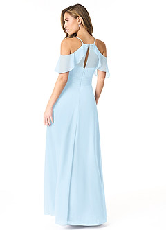 Azazie Dakota Brautjungfernkleider A-Linie V-Hals Gefaltet Chiffon Kleid Himmelblau image2