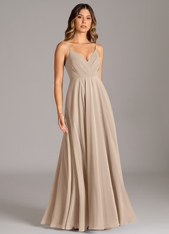 Azazie Amani Bridesmaid Dresses Taupe A-Line Pleated Chiffon Dress image5