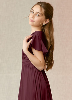 Azazie Mosley Junior A-Linie Gestreift Gittergewebe Kleid Cabernetrot image6