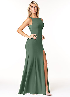 Azazie Rogue Bridesmaid Dresses Eucalyptus Mermaid Scoop Side Slit Stretch Crepe Dress image4