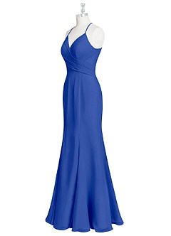 Azazie Carolina Brautjungfernkleider Meerjungfrau-Linie Gestreift Chiffon Kleid Königsblau image8