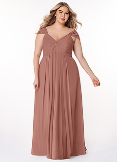 Azazie Kaitlynn Bridesmaid Dresses Cedar Rose Empire Ruched Chiffon Convertible Dress image10