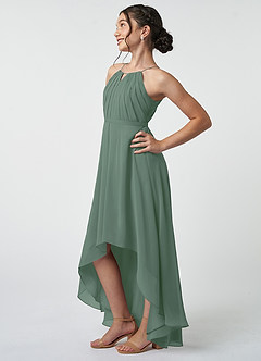 Azazie Oaklynn Junior Eucalyptus A-Line Pleated Chiffon Dress image4