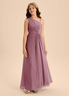 Azazie Brooke Junior Vintage Mauve A-Line Side Slit Chiffon Dress image5