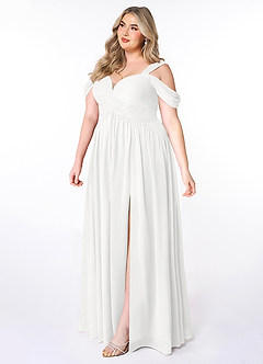 Azazie Lianne Bridesmaid Dresses White A-Line Off the Shoulder Chiffon Dress image9