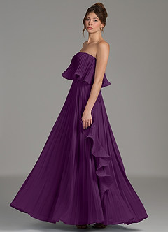 Azazie Alexia Bridesmaid Dresses Grape A-Line Ruched Chiffon Dress image5