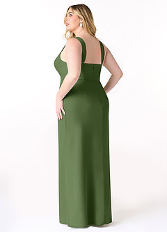 Azazie Denice Bridesmaid Dresses Olive Sheath Pleated Chiffon Dress image12
