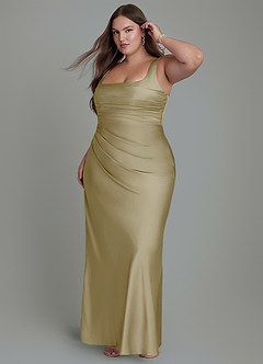 Azazie Agustina Bridesmaid Dresses Moss Green Mermaid Corset Stretch Satin Dress image10
