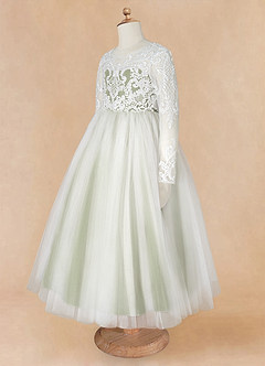 Azazie Elodie vestidos de niña de las flores Vestido de Marfil Pistacho de Encaje de Princesa image12