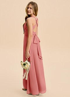 Azazie Kirsten Junior A-Linie Plissee Chiffon Kleid Antike Rose image1