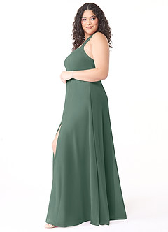 Azazie Jane Bridesmaid Dresses Sea Moss A-Line V-Neck Pleated Chiffon Dress image8