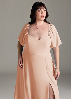 Azazie Chloe Bridesmaid Dresses English Rose A-Line Sweetheart Neckline Chiffon Dress image12