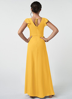 Azazie Claudine Junior Marigold A-Line Pleated Chiffon Dress image2
