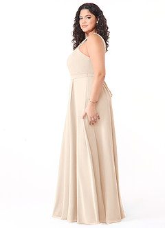 Azazie Dixie Bridesmaid Dresses White Alabaster A-Line Halter Pleated Chiffon Dress image8