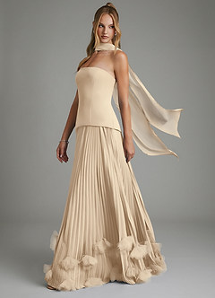 Azazie Alex Bridesmaid Dresses Champagne A-Line Corset Chiffon Dress image4
