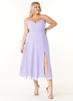 Azazie Clarissa Bridesmaid Dresses Lilac A-Line V-Neck Chiffon Dress image7
