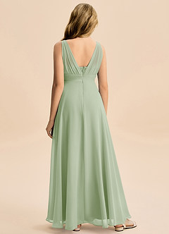 Azazie Odette Junior A-Linie Herzausschnitt Chiffon Kleid Staubiger Salbeigrün image7
