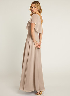 Azazie Lizzy Brautjungfernkleider A-Linie One-Shoulder Chiffon Kleid Taupe image6