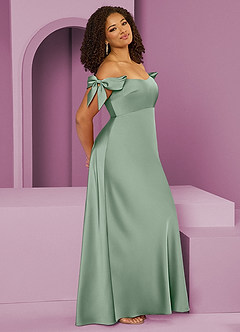 Barbie ♥ Azazie Vestidos de damas de honor Vestido de Agave de Satén Elástico de Corte Recto Convertible con Vestidos sin tirantes image11