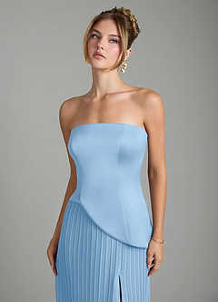Azazie Tierney Bridesmaid Dresses Powder Blue A-Line Strapless Chiffon Convertible Dress image3
